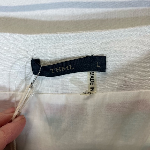 NWT THML Brea Embroidered Mini Skirt Stitch Fix Teal Green Linen Blend Size L - Picture 9 of 9